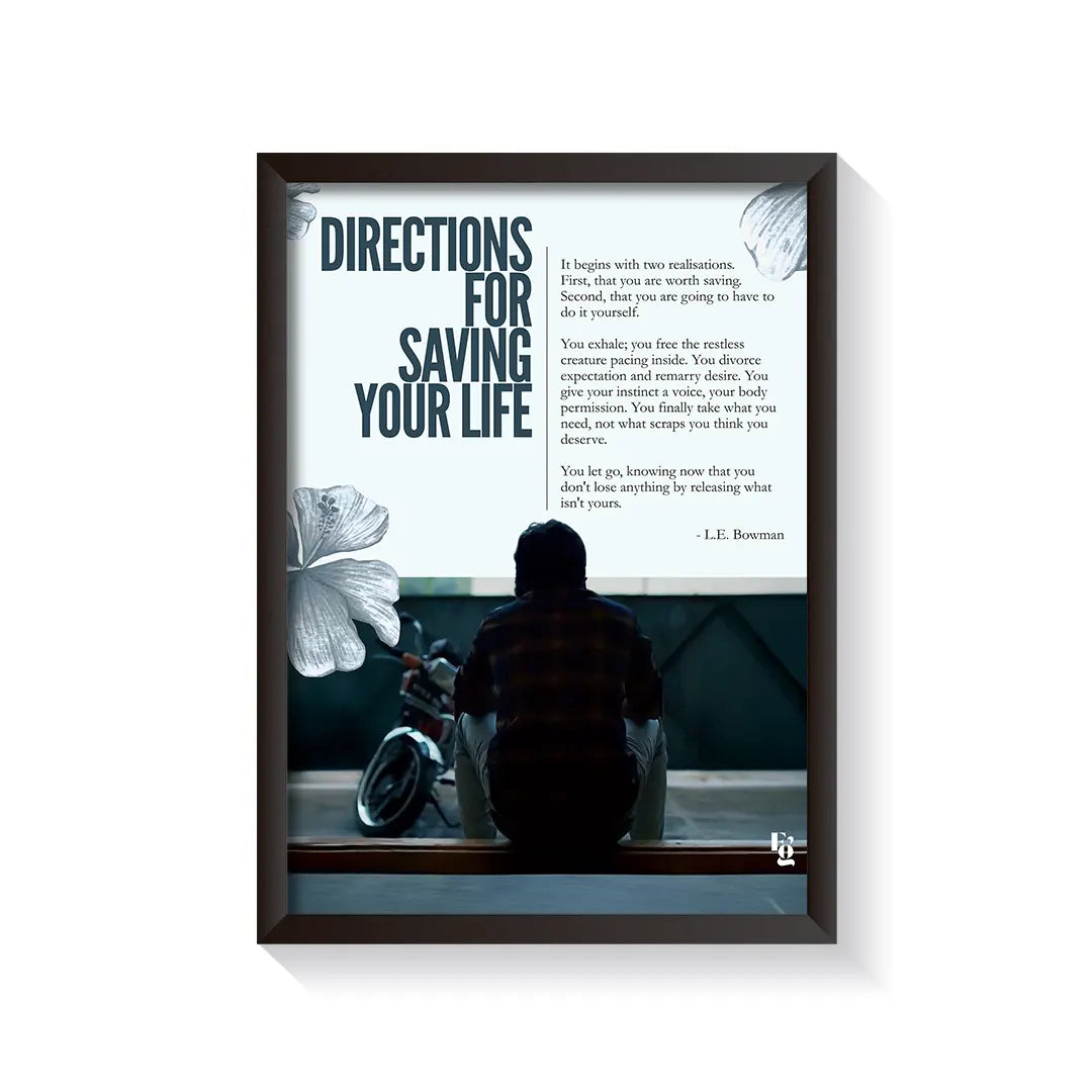 Directions For Saving Your Life frame black