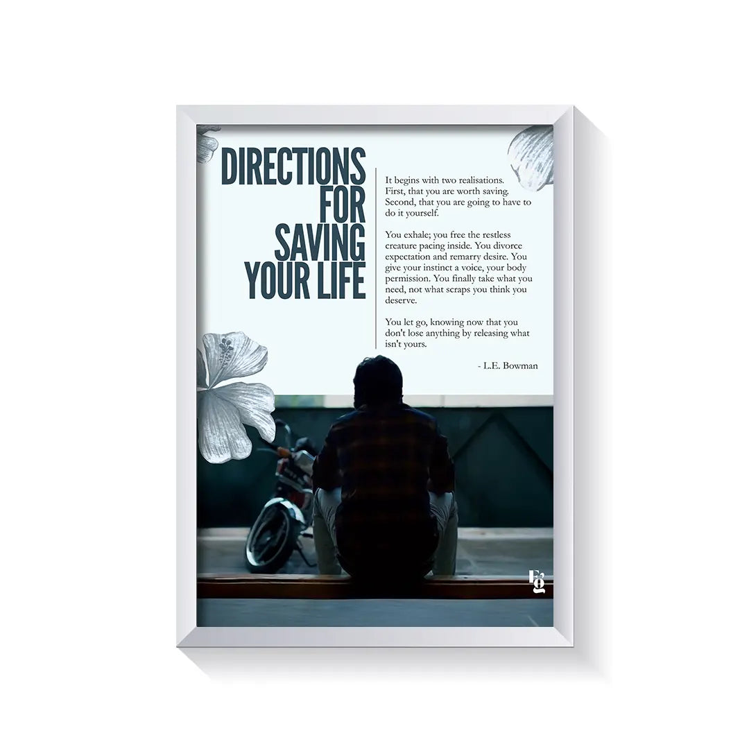 Directions For Saving Your Life frame white
