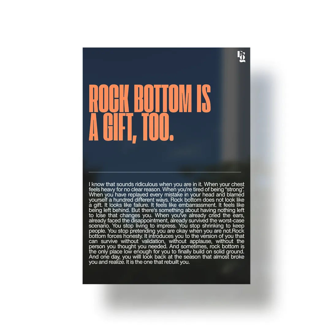 Rock Bottom Is A Gift Typography metal poster 1
