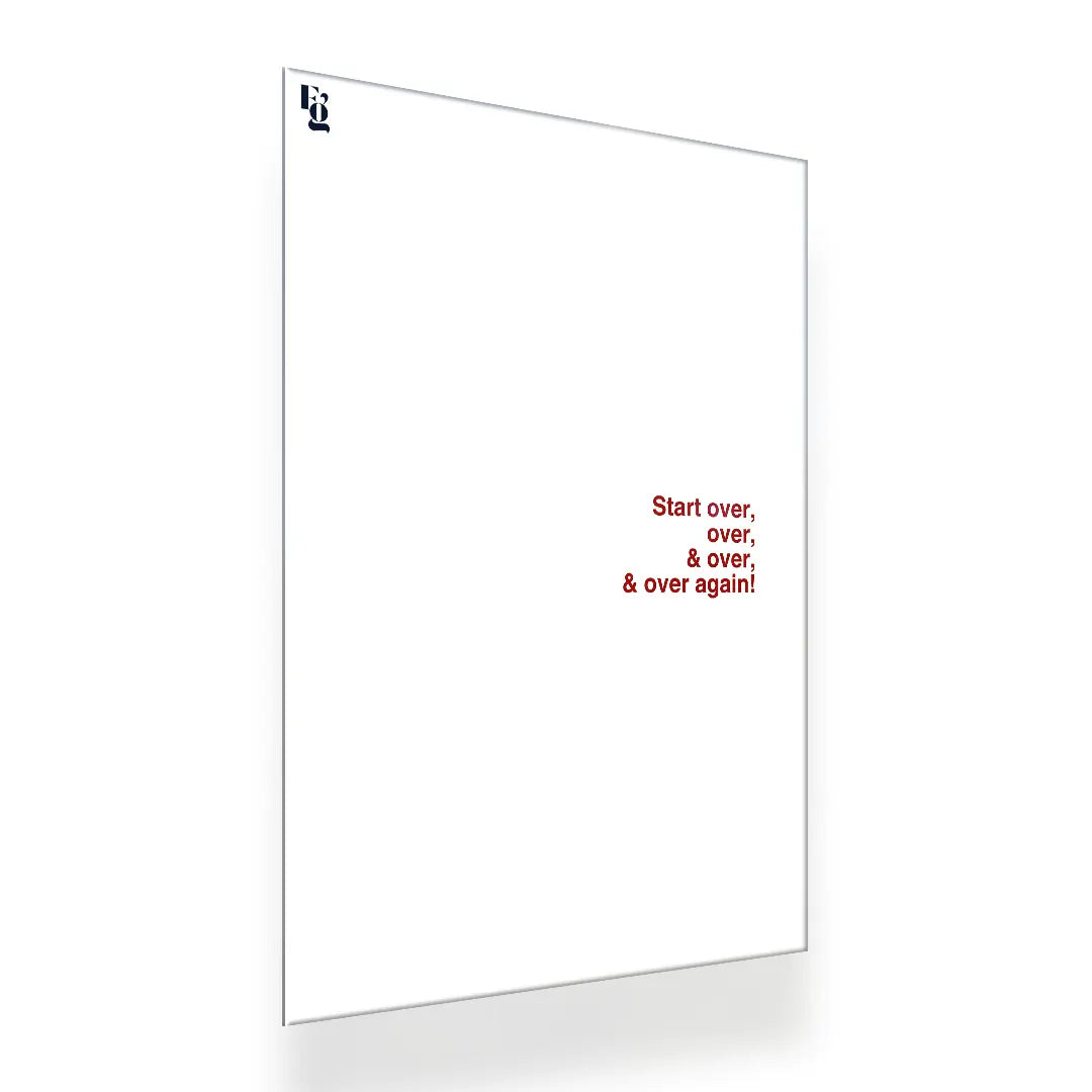 Start Over Typography metal poster 2